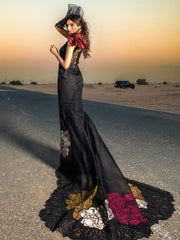 Rang Rasiya Premium Embroidered Lawn Unstitched 3Pc Suit D-01 RAMEEN