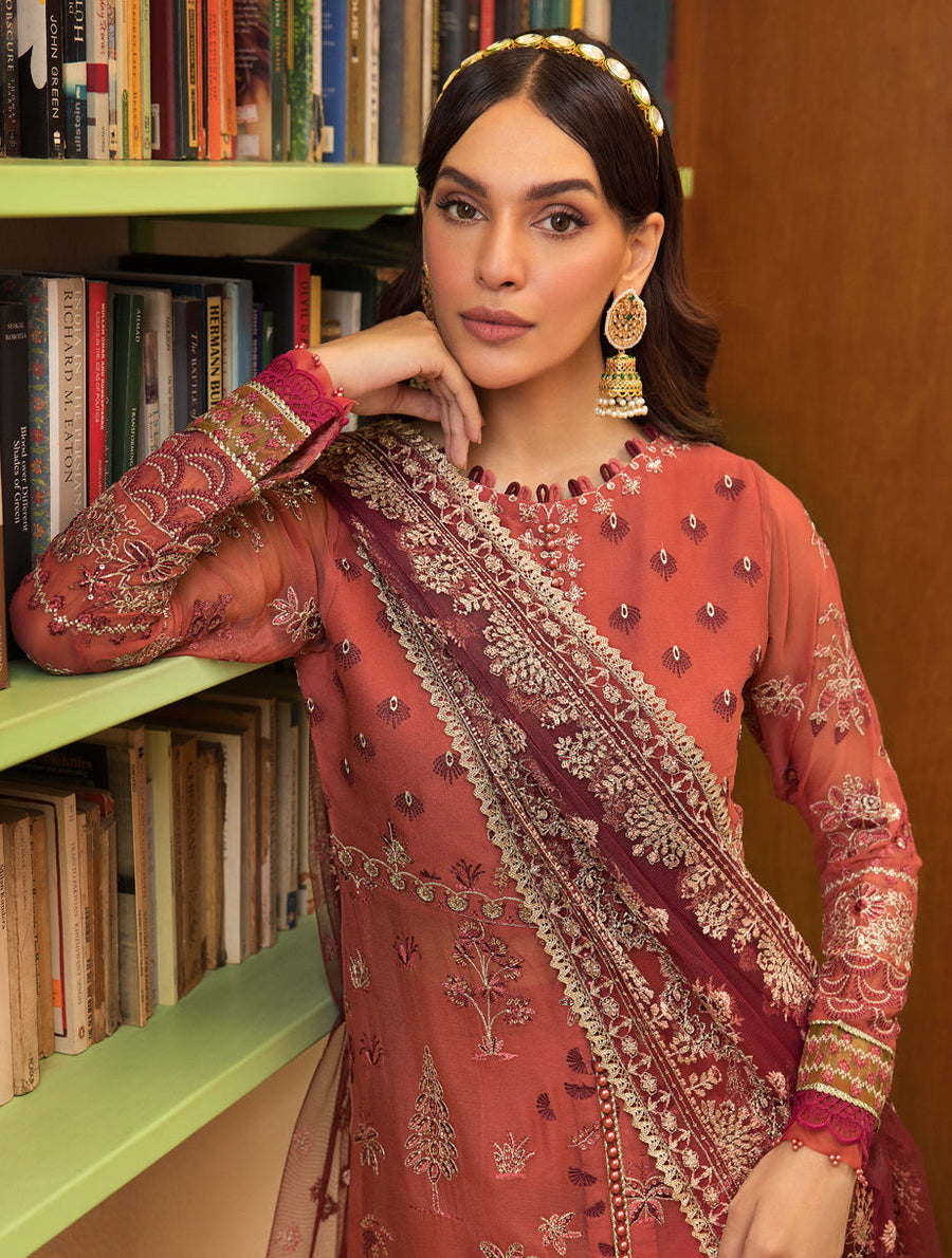 LaMode by Xenia Formals Unstitched Chiffon 3Pc Suit D-02 MARIE