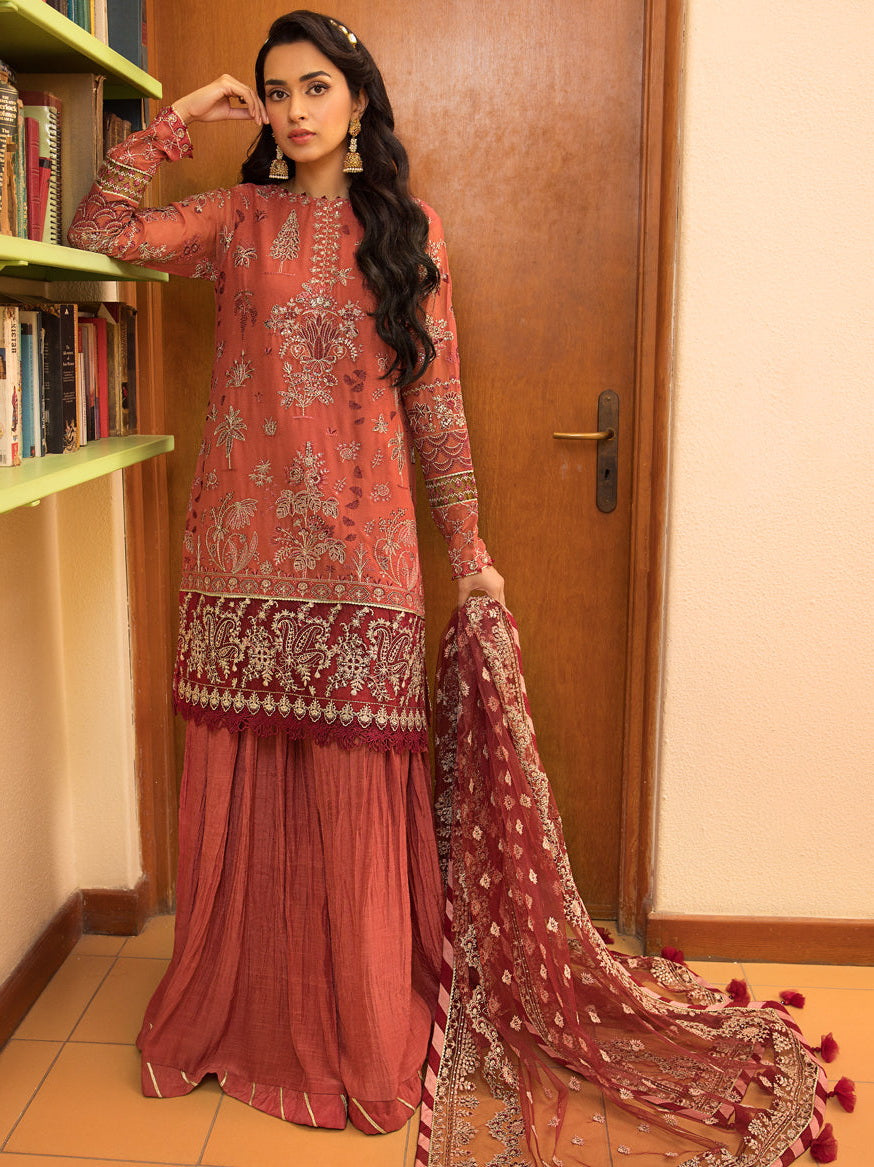 LaMode by Xenia Formals Unstitched Chiffon 3Pc Suit D-02 MARIE