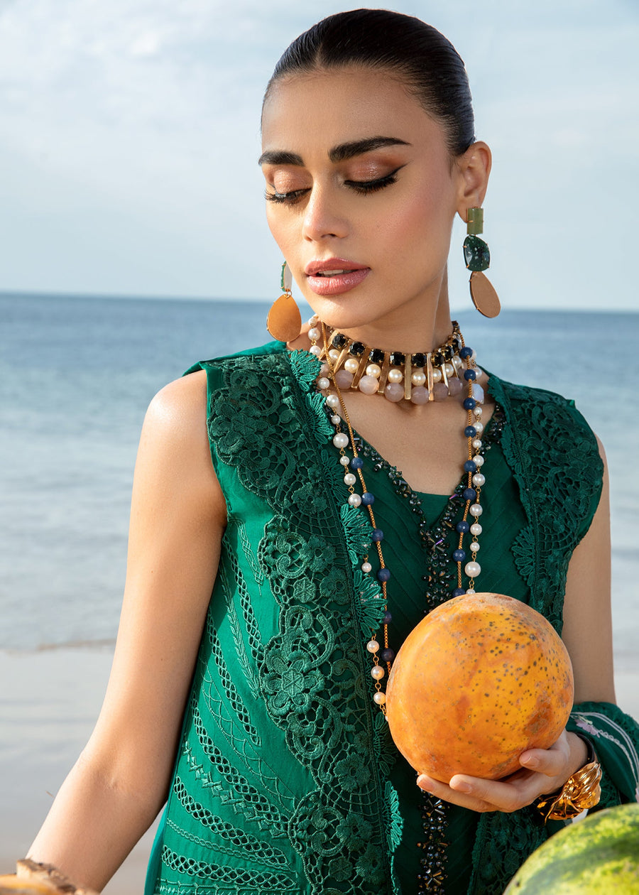 Saira Shakira Embroidered Lawn Unstitched 3Pc Suit D-02A Ulysses - Seaweed
