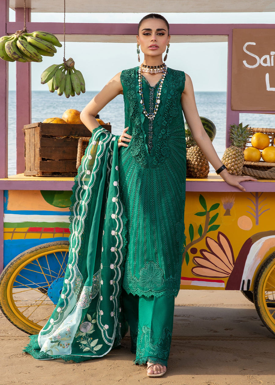 Saira Shakira Embroidered Lawn Unstitched 3Pc Suit D-02A Ulysses - Seaweed