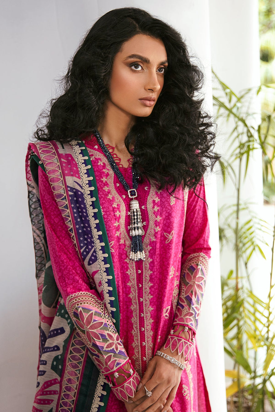 Iris by Jazmin Embroidered Eid Lawn Unstitched 3Pc Suit D-02 BRIGHT FUCHSIA