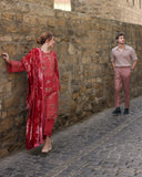 Rang Rasiya Carnation Embroidered Karandi Unstitched 3Pc Suit D-02 Cold Brew