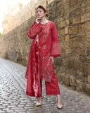 Rang Rasiya Carnation Embroidered Karandi Unstitched 3Pc Suit D-02 Cold Brew