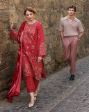 Rang Rasiya Carnation Embroidered Karandi Unstitched 3Pc Suit D-02 Cold Brew