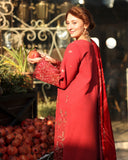 Rang Rasiya Carnation Embroidered Karandi Unstitched 3Pc Suit D-02 Cold Brew