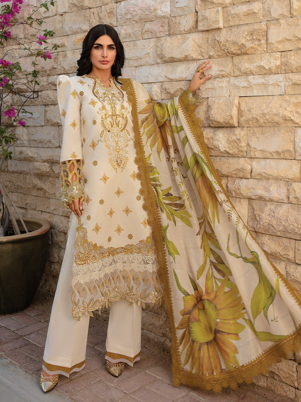Rang Rasiya Carnation Embroidered Lawn Unstitched 3Pc Suit D-02 Isabella