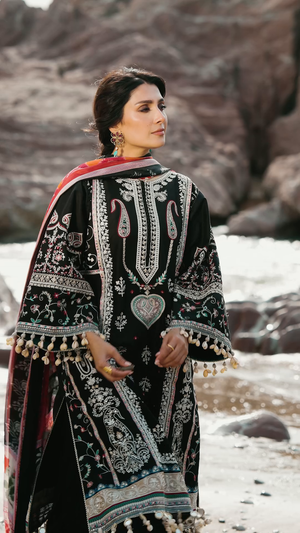 Sadaf Fawad Khan Siraa Embroidered Lawn Unstitched 3Pc Suit D-02 KOHL