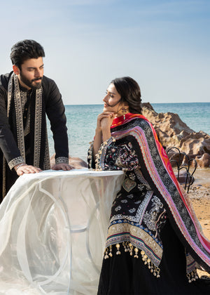 Sadaf Fawad Khan Siraa Embroidered Lawn Unstitched 3Pc Suit D-02 KOHL