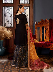Zainab Chottani Embroidered Velvet Unstitched 3Pc Suit D-02 MEHR MAH