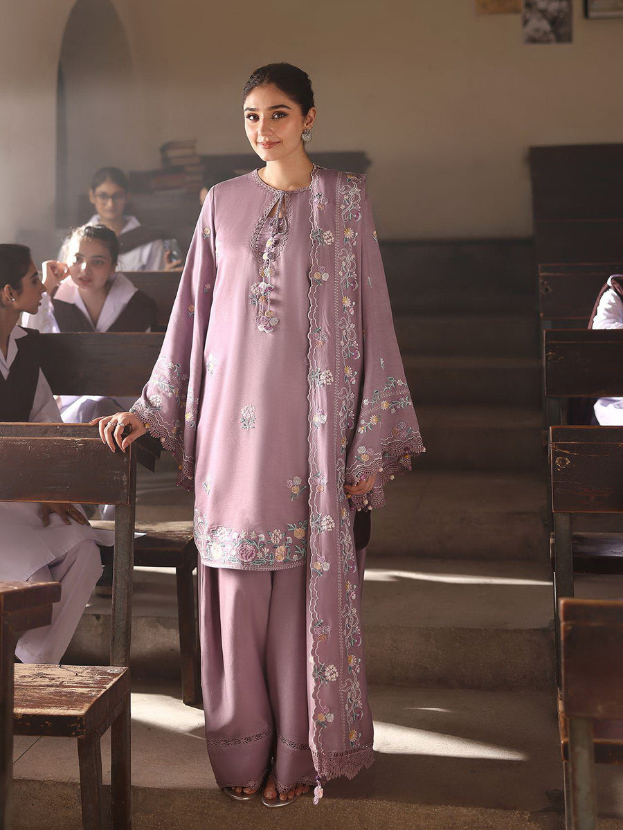Cross Stitch Embroidered Marina Unstitched 3Pc Suit D-02 Mauve Mist