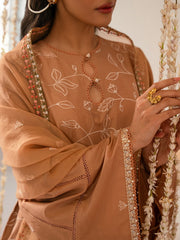 Cross Stitch Mahiri Embroidered Lawn Unstitched 3Pc Suit D-02 Rustic Brown