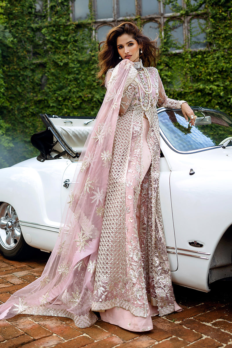Mushq Stardust Embroidered Net Unstitched 3Pc Suit D-04 Starlet Sparkle