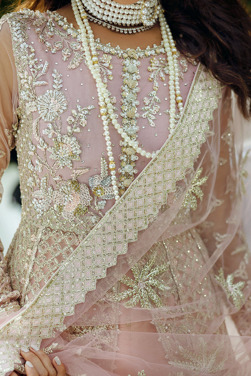 Mushq Stardust Embroidered Net Unstitched 3Pc Suit D-04 Starlet Sparkle