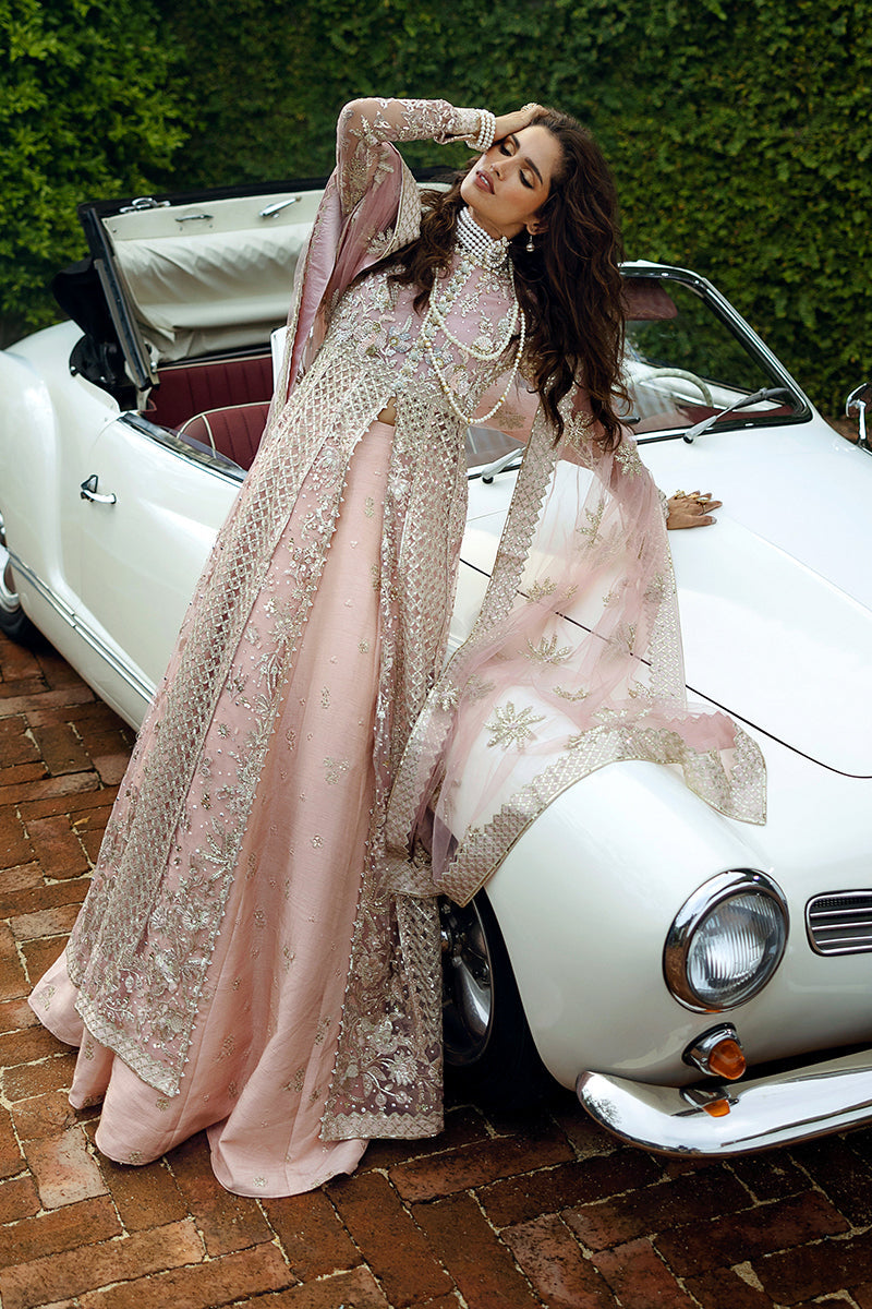 Mushq Stardust Embroidered Net Unstitched 3Pc Suit D-04 Starlet Sparkle