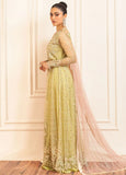 Hemline by Mushq Embroidered Net Unstitched 3Pc Suit D-02 Wasabi