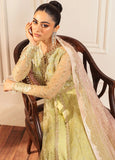 Hemline by Mushq Embroidered Net Unstitched 3Pc Suit D-02 Wasabi