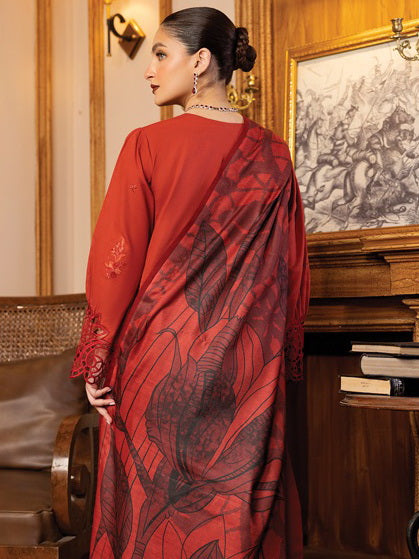 Rang Rasiya Carnation Embroidered Khaddar Unstitched 3Pc Suit D-02