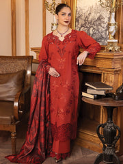 Rang Rasiya Carnation Embroidered Khaddar Unstitched 3Pc Suit D-02