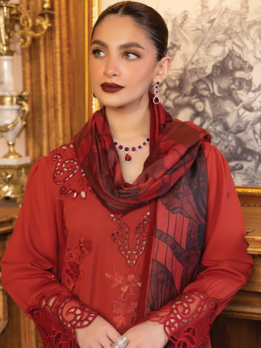 Rang Rasiya Carnation Embroidered Khaddar Unstitched 3Pc Suit D-02