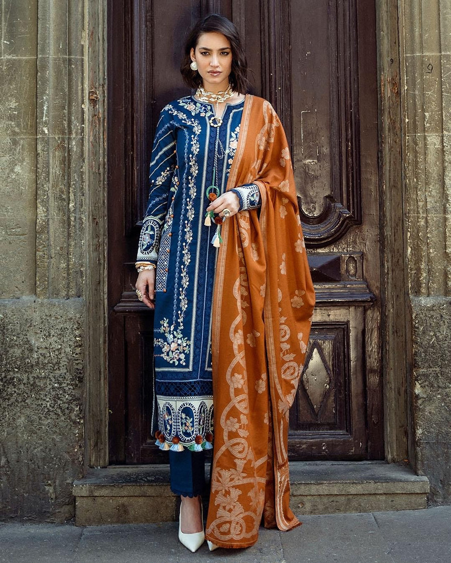 Mushq Broadway Embroidered Crepe Unstitched 3Pc Suit - Sweet Surrender