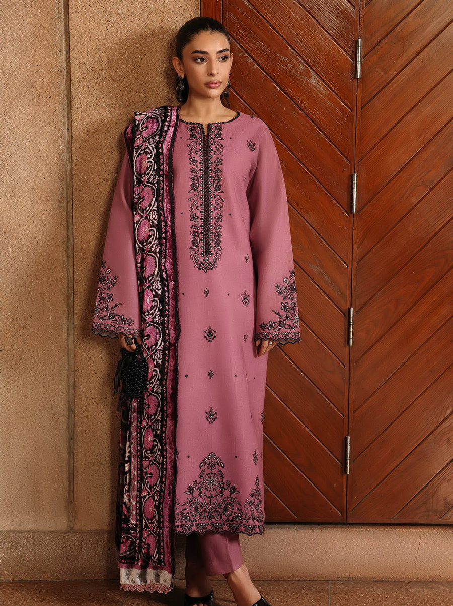 RajBari Premium Embroidered Peach Unstitched 3Pc Suit D-02