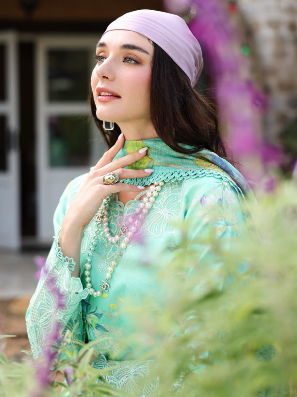 Rang Rasiya Lifestyle Embroidered Lawn Unstitched 3Pc Suit D-02 Sage