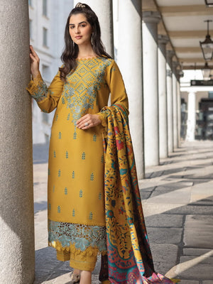 Rang Rasiya Carnation Embroidered Karandi Unstitched 3Pc Suit D-02 Evelyn