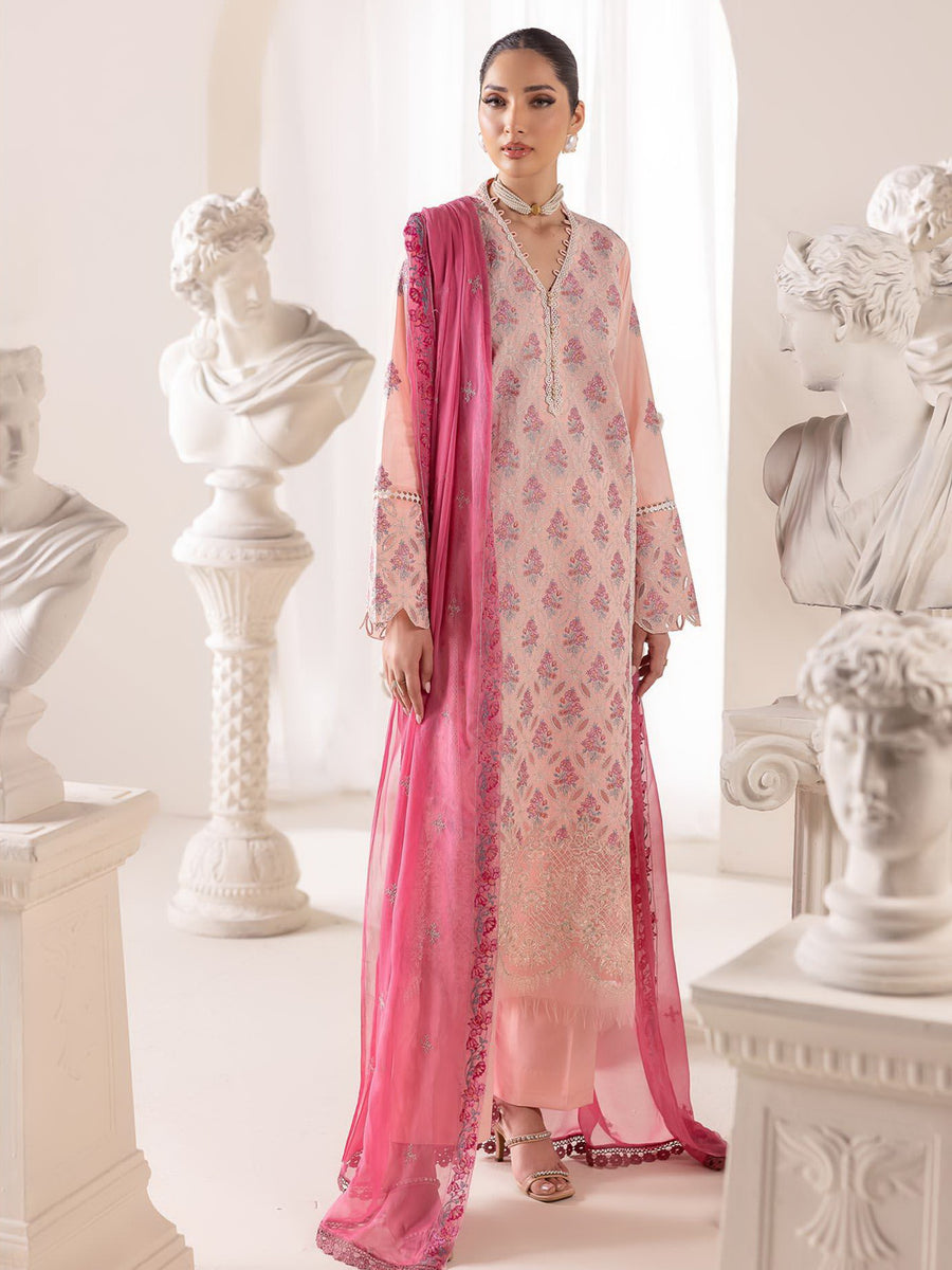 RajBari Premium Embroidered Lawn Unstitched 3Pc Suit D-02