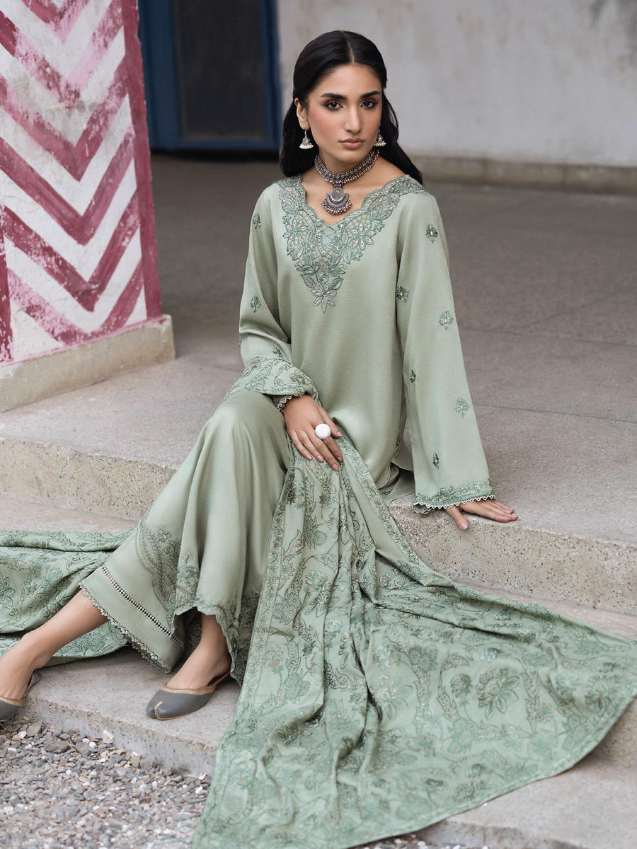 CELTS Mehr Premium Embroidered Karandi Unstitched 3Pc Suit D-02