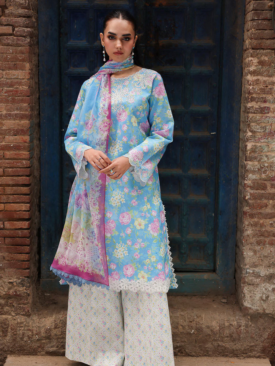 RajBari Nissa Floral Symphony Embroidered Lawn Unstitched 3Pc Suit D-02