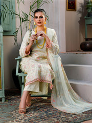 Manizay Saqafat Premium Embroidered Lawn Unstitched 3Pc Suit D-02