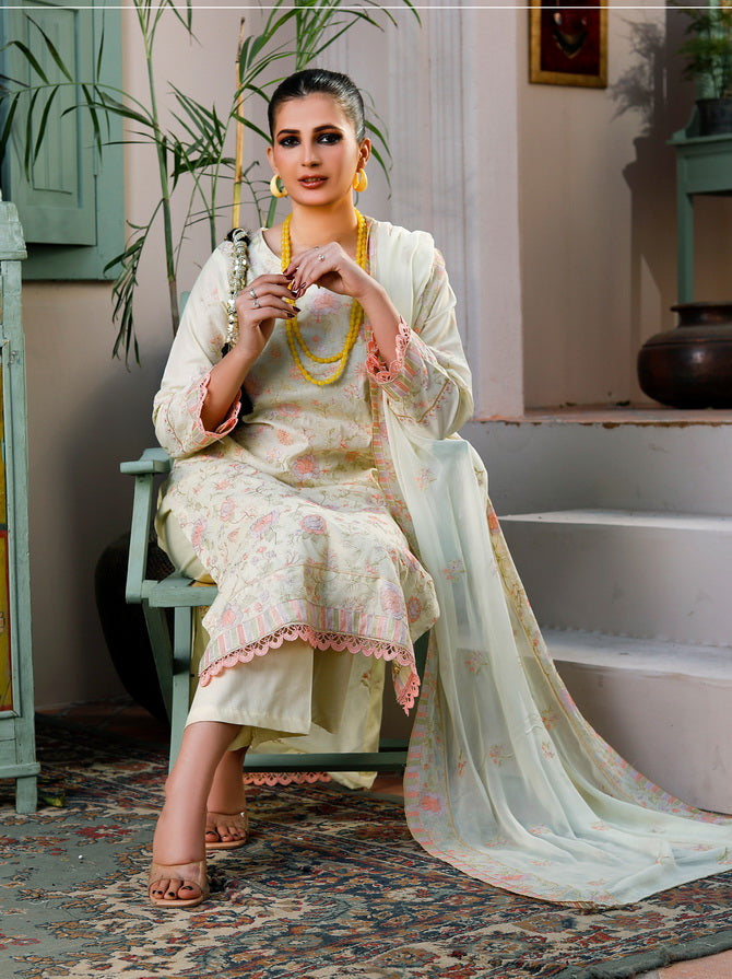 Manizay Saqafat Premium Embroidered Lawn Unstitched 3Pc Suit D-02
