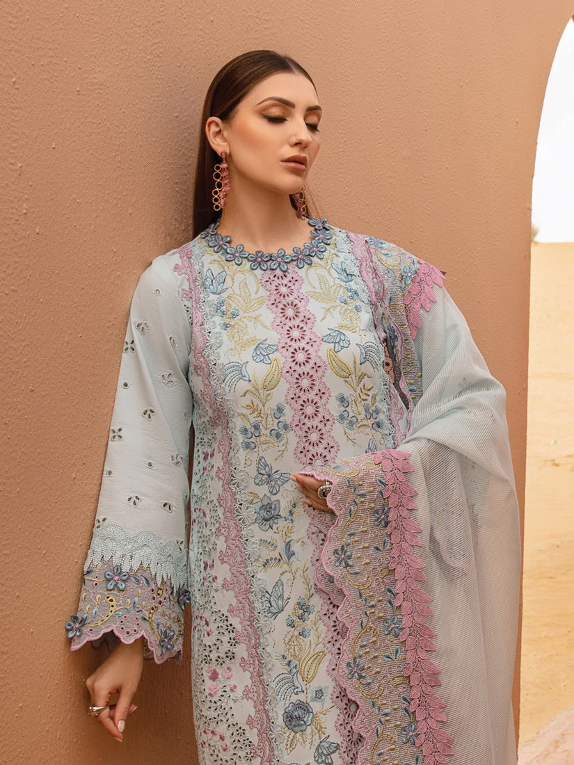 Rang Rasiya Premium Embroidered Lawn Unstitched 3Pc Suit D-02 PARISA