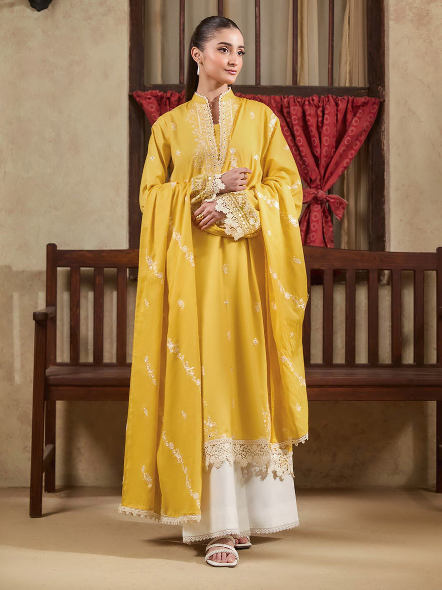 Raha by RajBari Premium Summer Embroidered Lawn Unstitched 3Pc Suit D-02