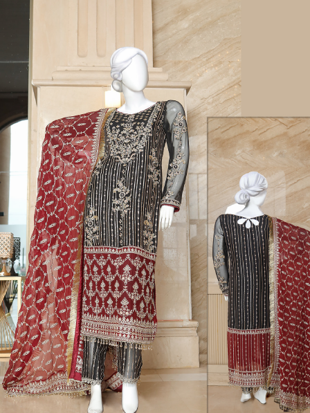 Malika Shahnaz Festive Vol-02 Unstitched Chiffon 3 Piece Suit Design-02