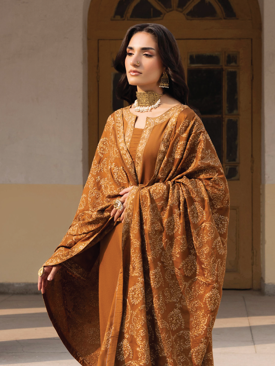 CELTS Mehr Premium Embroidered Karandi Unstitched 3Pc Suit D-03
