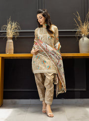 Zainab Chottani Tahra Embroidered Lawn Unstitched 3Pc Suit D-03 AYMAH