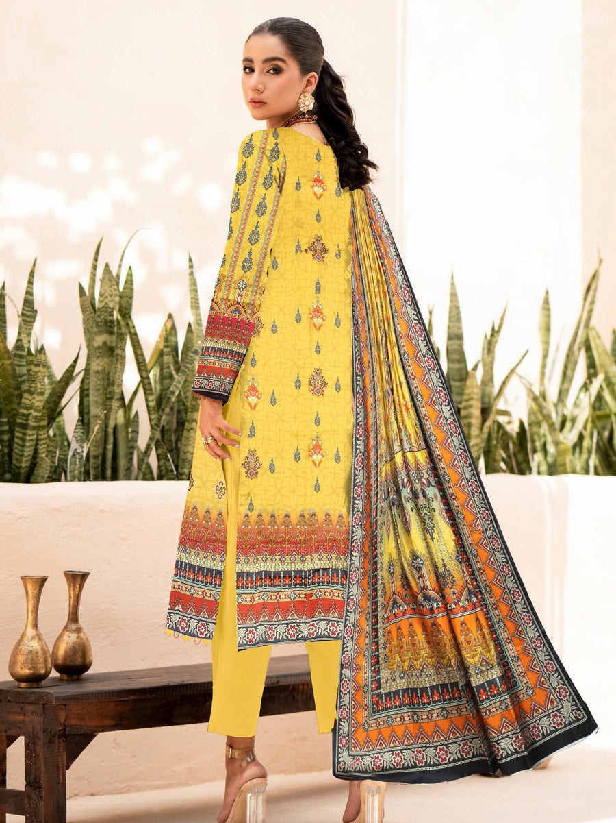 Rashk e Qamar Digital Printed Unique Linen Unstitched 3Pc Suit D-03