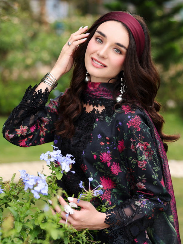 Rang Rasiya Lifestyle Embroidered Lawn Unstitched 3Pc Suit D-03 Midnight