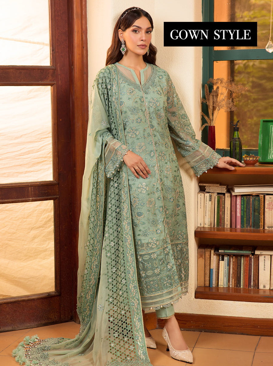 LaMode by Xenia Formals Unstitched Chiffon 3Pc Suit D-03 OLGA