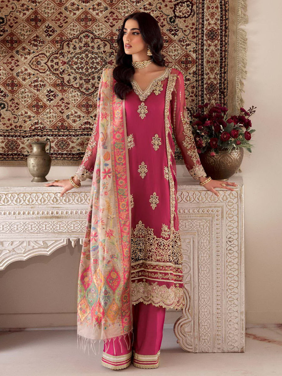 Noor Kaani by Saadia Asad Embroidered Chiffon Unstitched 3Pc Suit D-03