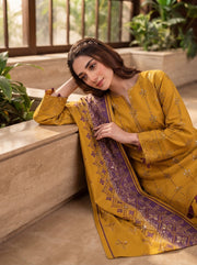 Pashm by Fiza Noor Premium Printed Leather Linen Unstitched 3Pc Suit D-03