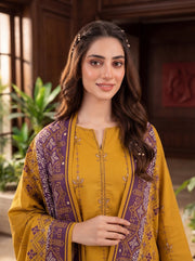 Pashm by Fiza Noor Premium Printed Leather Linen Unstitched 3Pc Suit D-03
