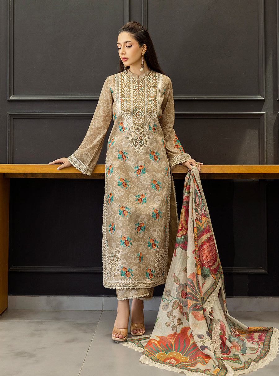 Zainab Chottani Tahra Embroidered Lawn Unstitched 3Pc Suit D-03 AYMAH
