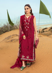 Saira Shakira Embroidered Lawn Unstitched 3Pc Suit D-03A Lillie de Jong - Cherry