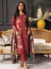 Rang Rasiya Carnation Embroidered Khaddar Unstitched 3Pc Suit D-03