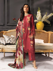 Rang Rasiya Carnation Embroidered Khaddar Unstitched 3Pc Suit D-03