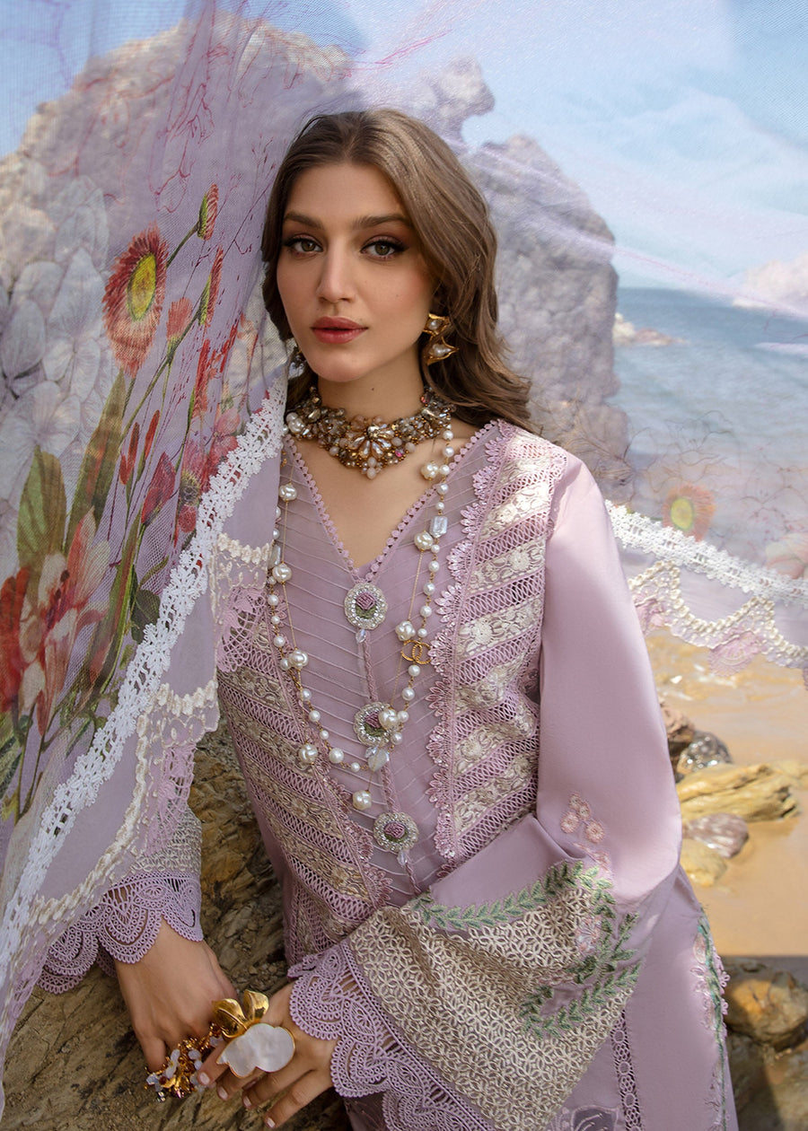 Saira Shakira Embroidered Lawn Unstitched 3Pc Suit D-03B Lillie de Jong - Amethyst