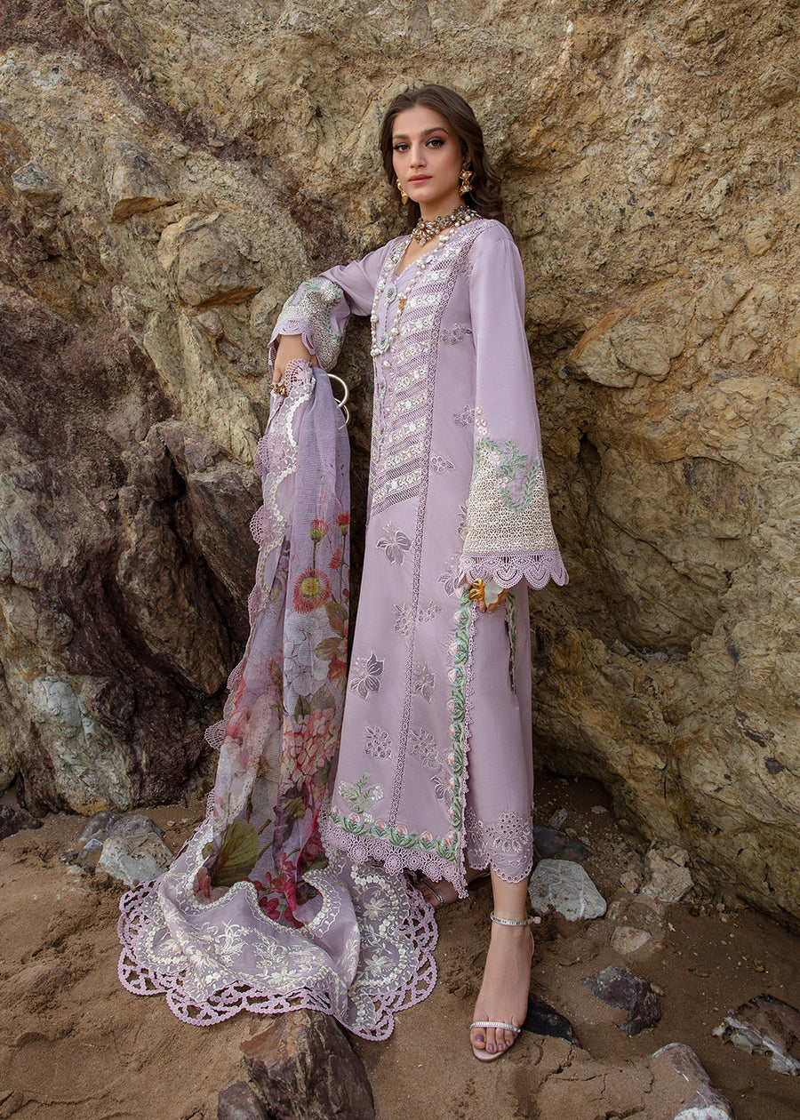 Saira Shakira Embroidered Lawn Unstitched 3Pc Suit D-03B Lillie de Jong - Amethyst